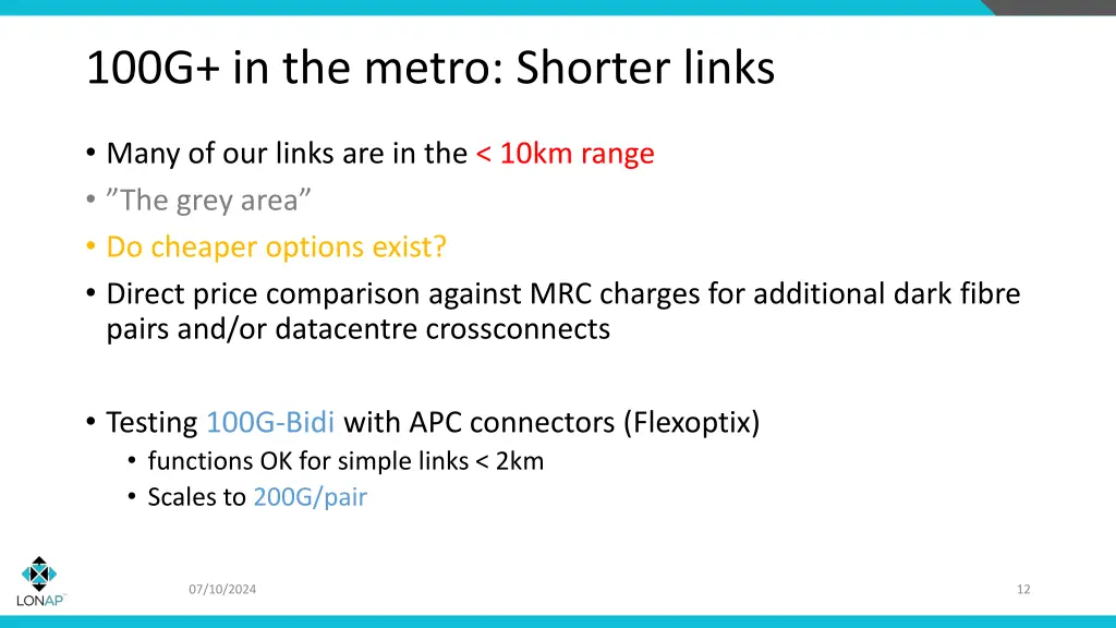 100g in the metro shorter links