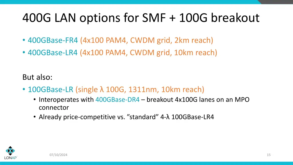 400g lan options for smf 100g breakout