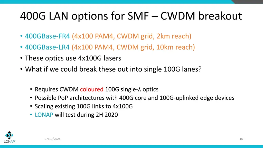 400g lan options for smf cwdm breakout