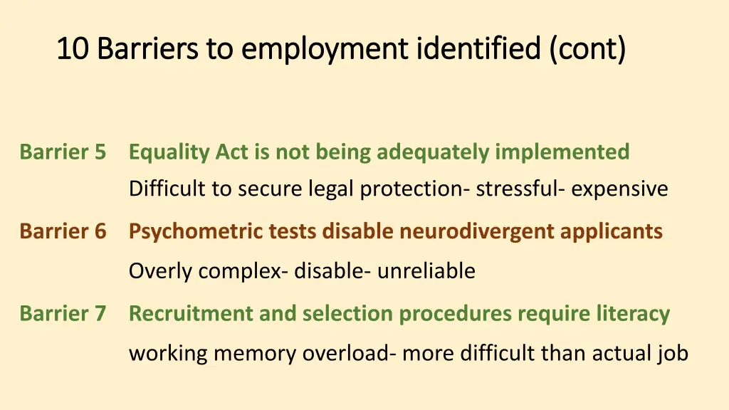 10 barriers to employment identified 10 barriers 1