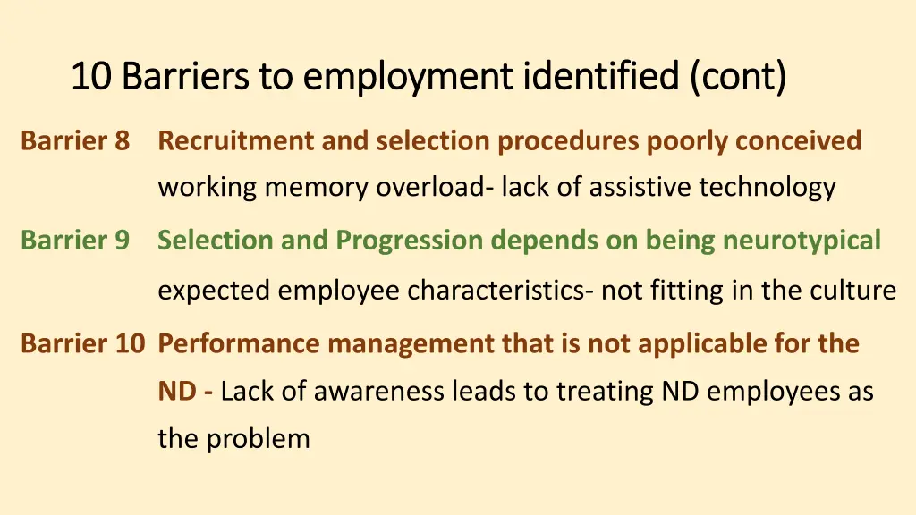 10 barriers to employment identified 10 barriers 2