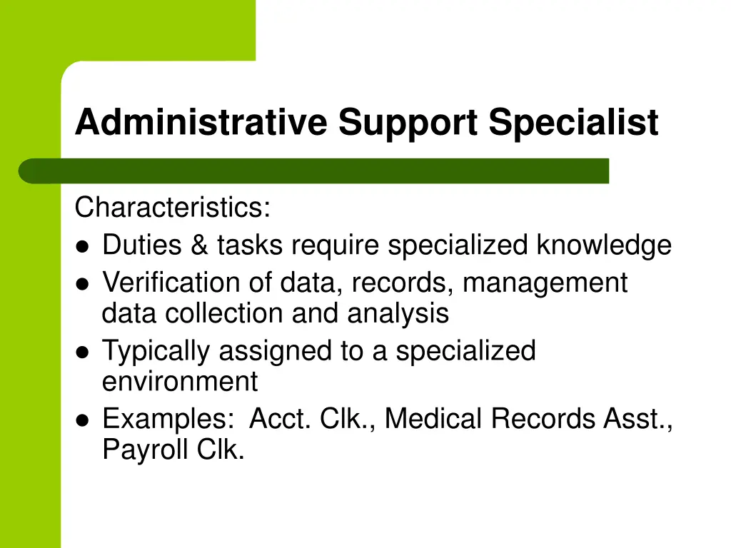 administrative support specialist