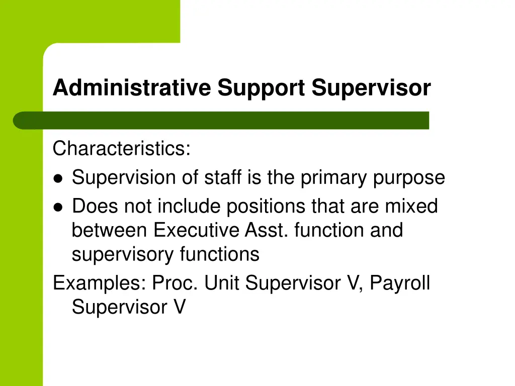 administrative support supervisor