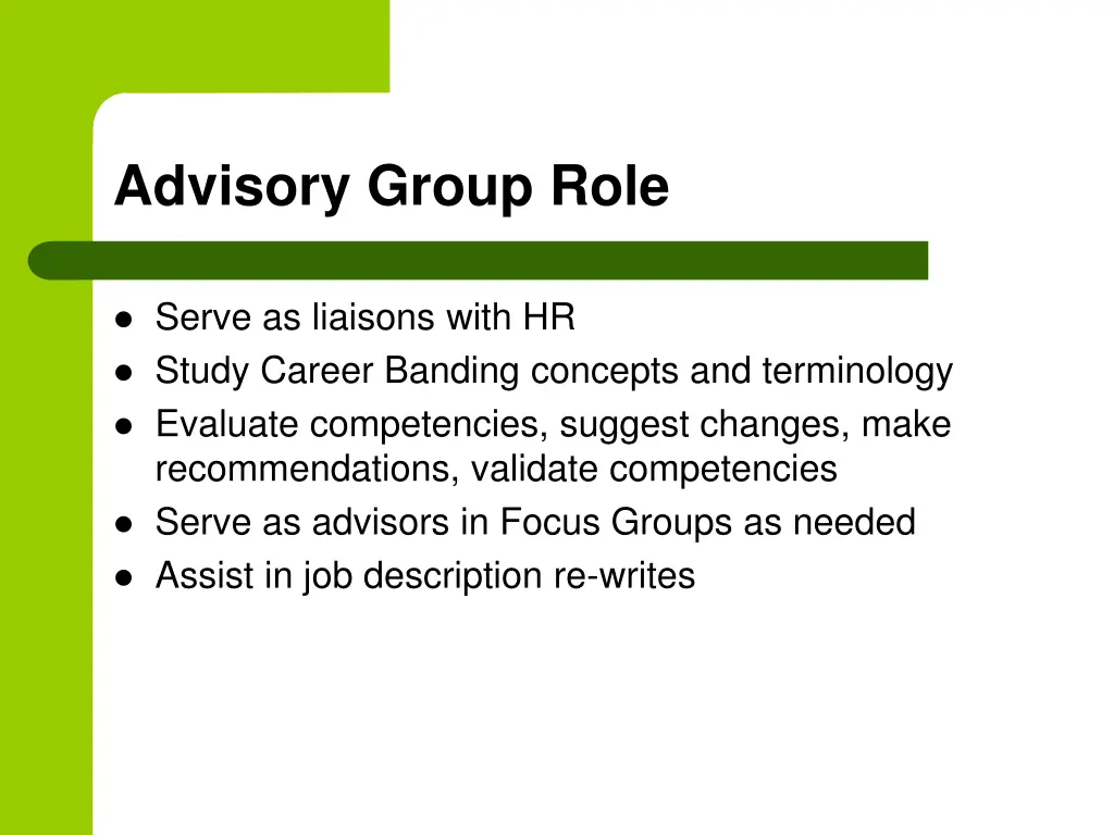 advisory group role