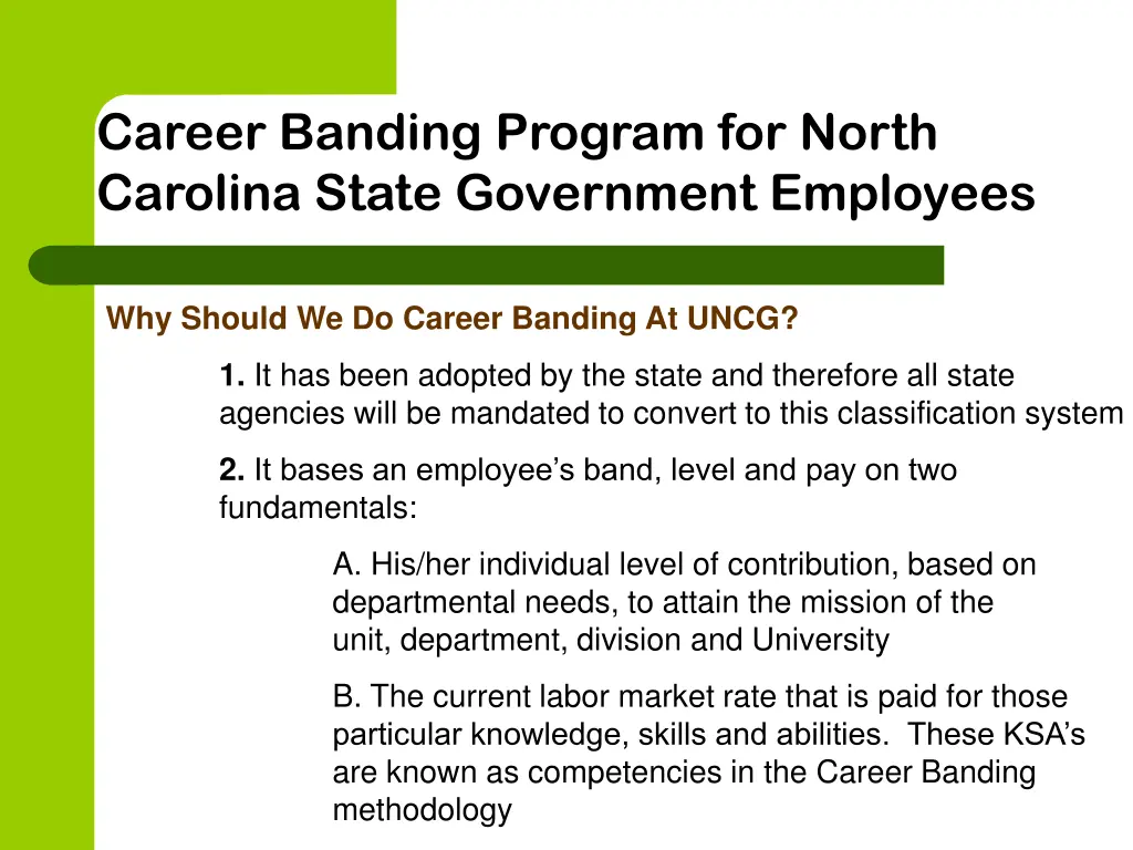 career banding program for north carolina state 1