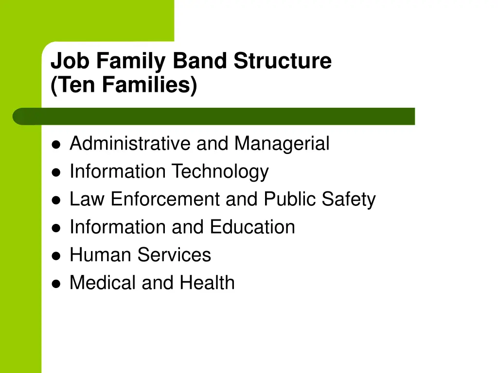 job family band structure ten families