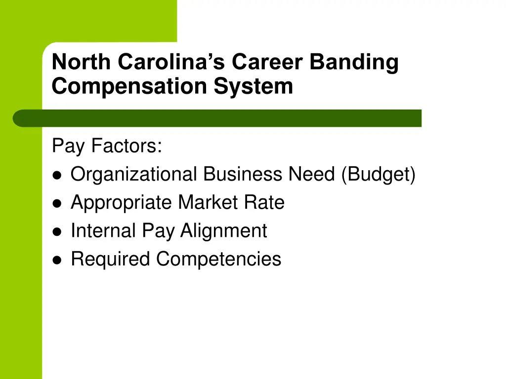 north carolina s career banding compensation