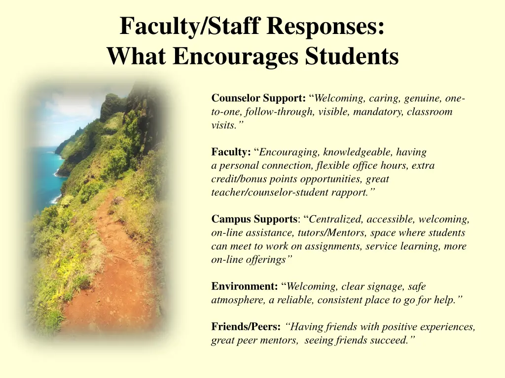 faculty staff responses what encourages students