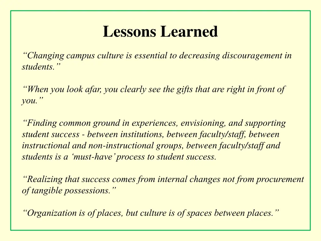 lessons learned 1