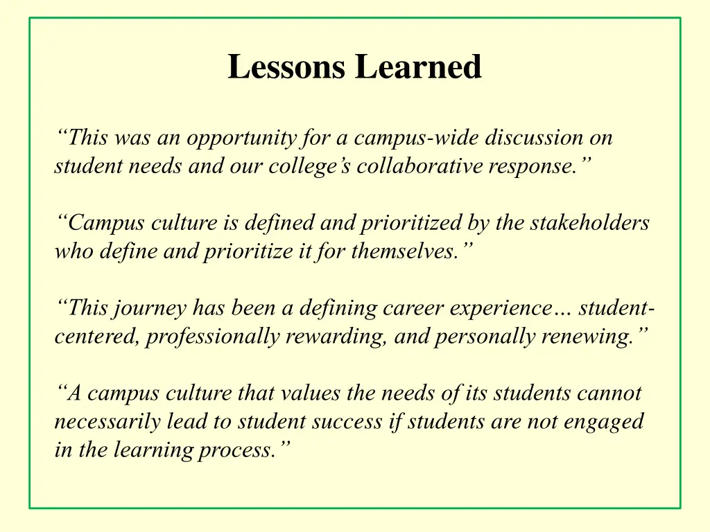 lessons learned