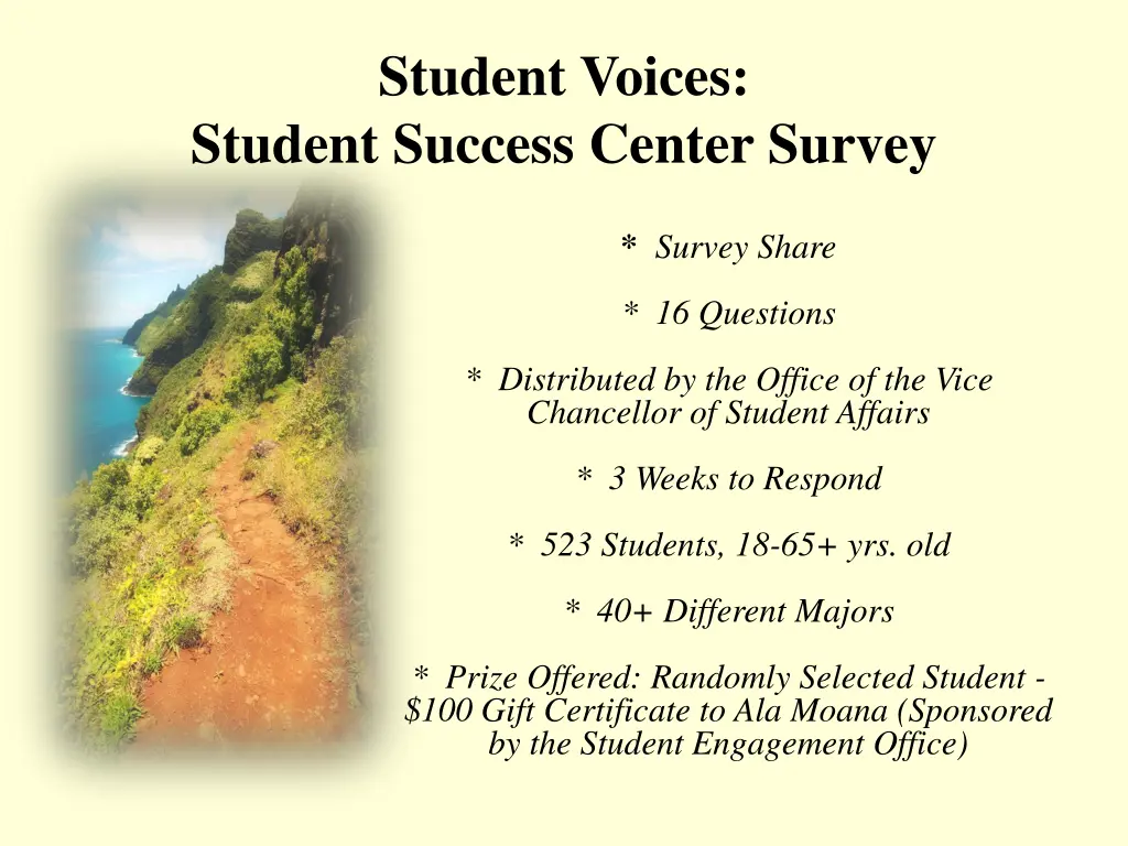 student voices student success center survey