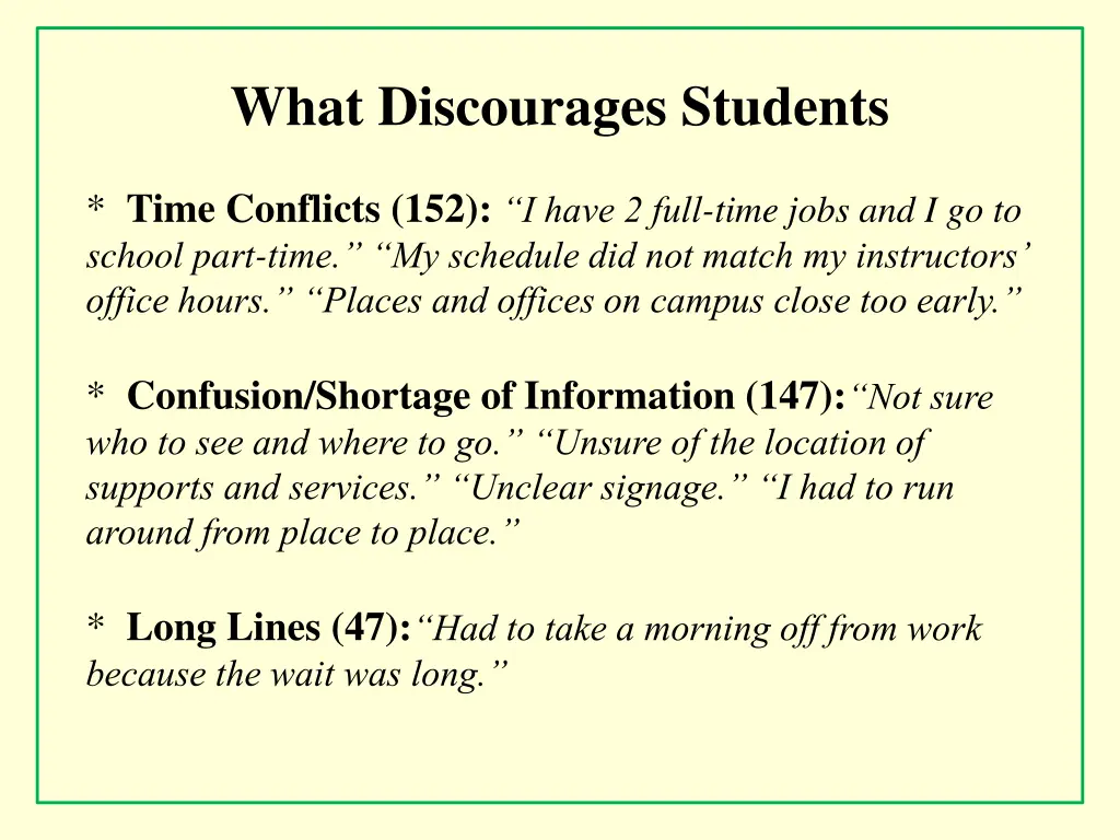 what discourages students