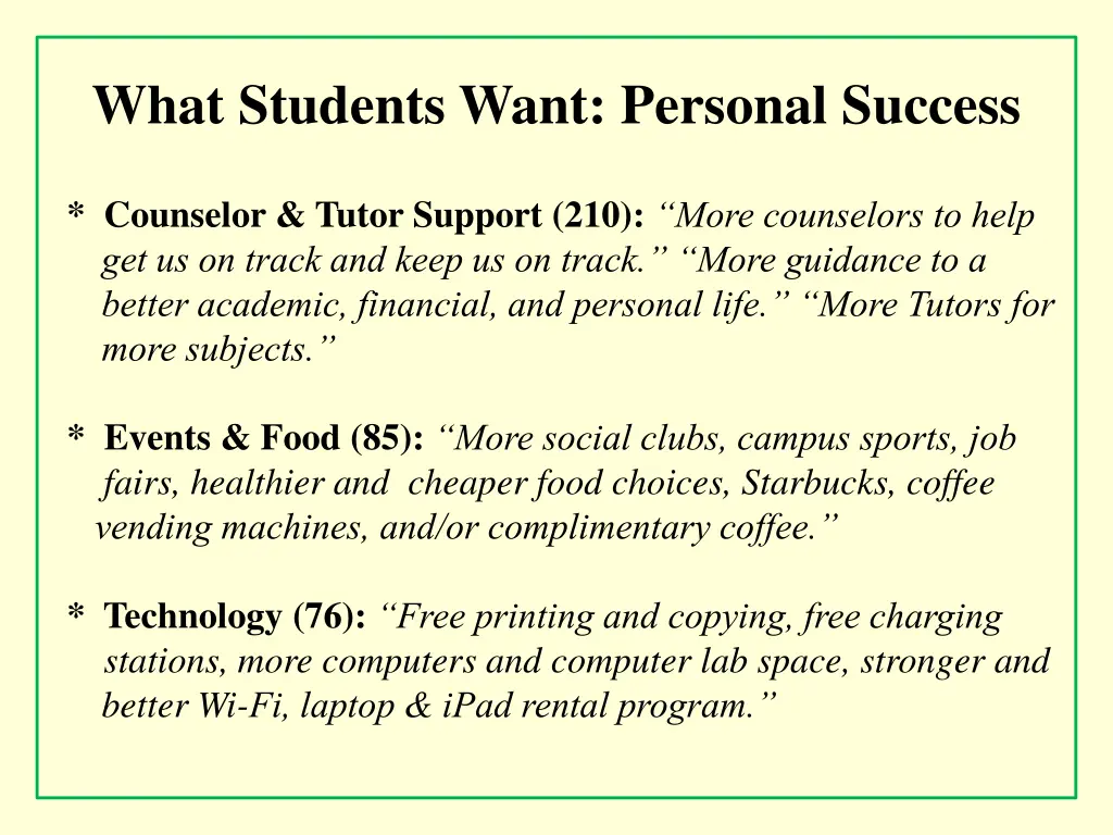 what students want personal success