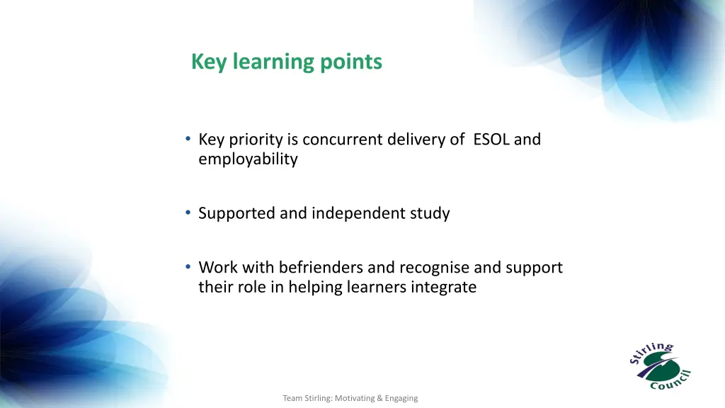 key learning points