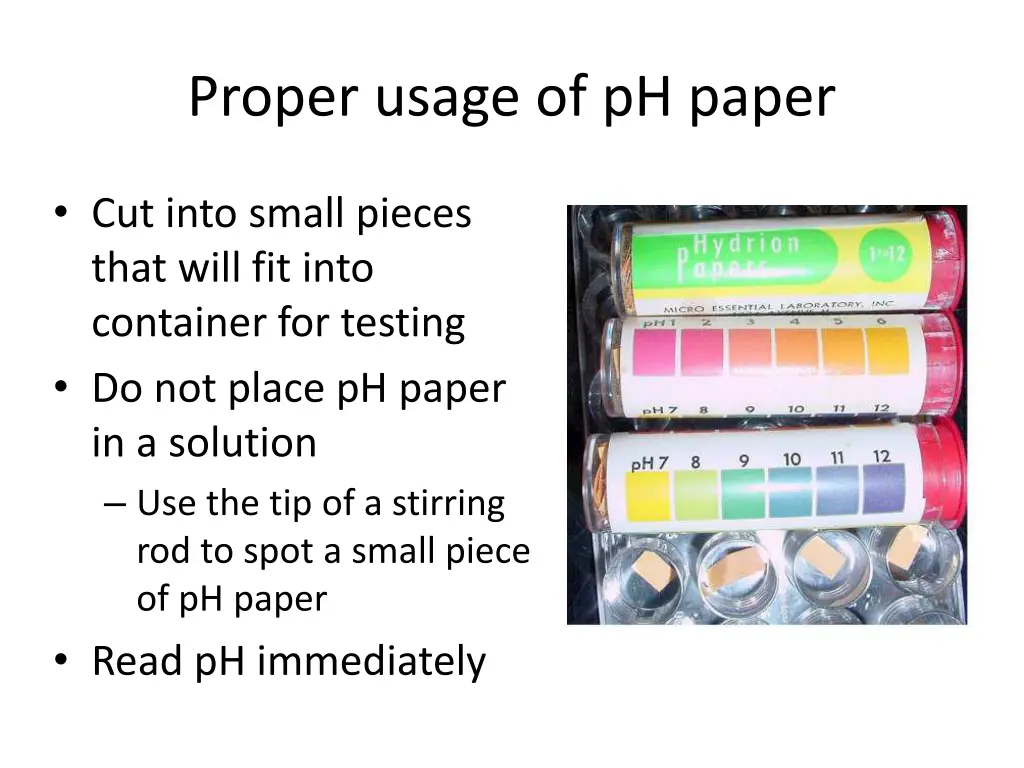 proper usage of ph paper