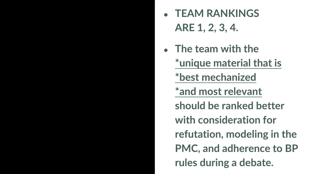 team rankings are 1 2 3 4