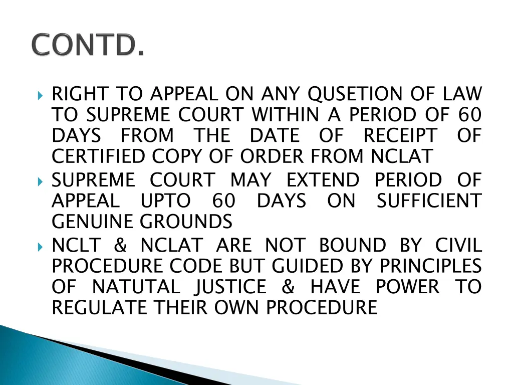 right to appeal on any qusetion of law to supreme