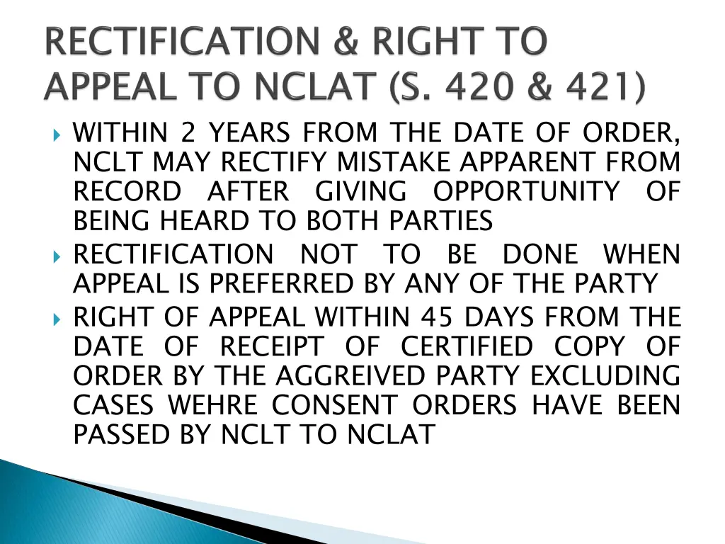 within 2 years from the date of order nclt