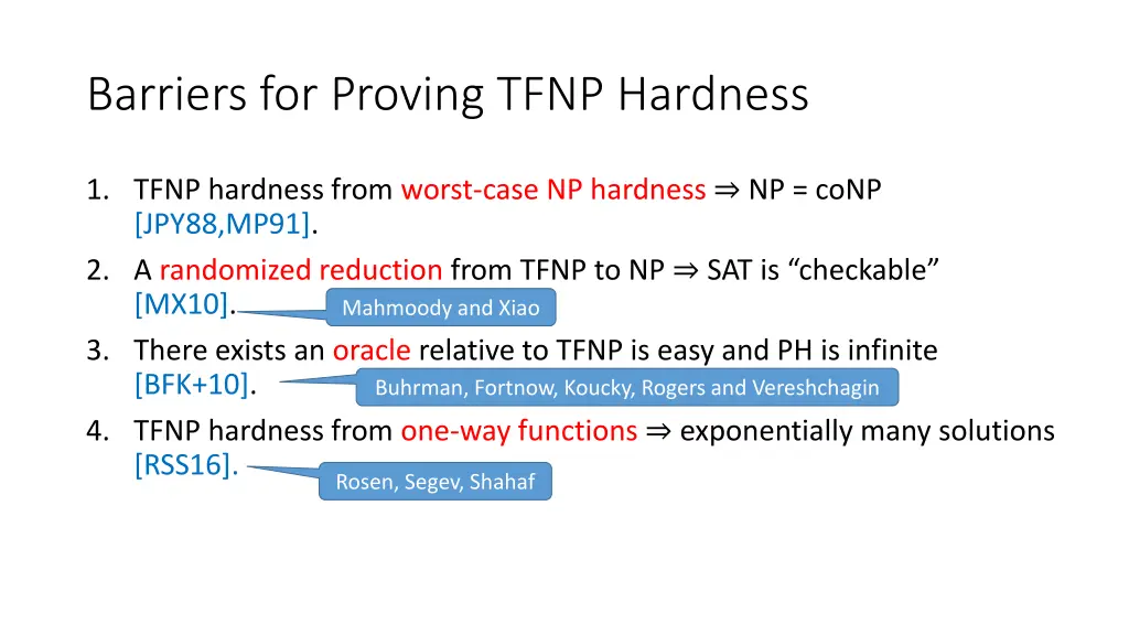 barriers for proving tfnp hardness