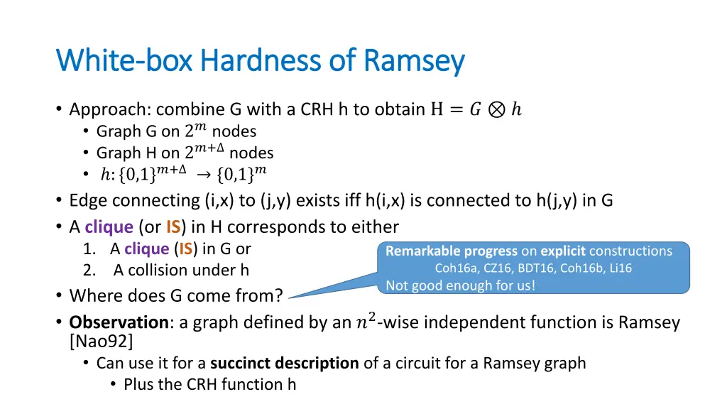 white white box hardness of ramsey box hardness 2