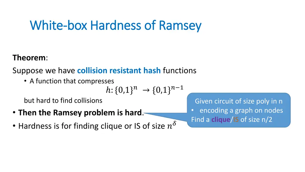 white white box hardness of ramsey box hardness