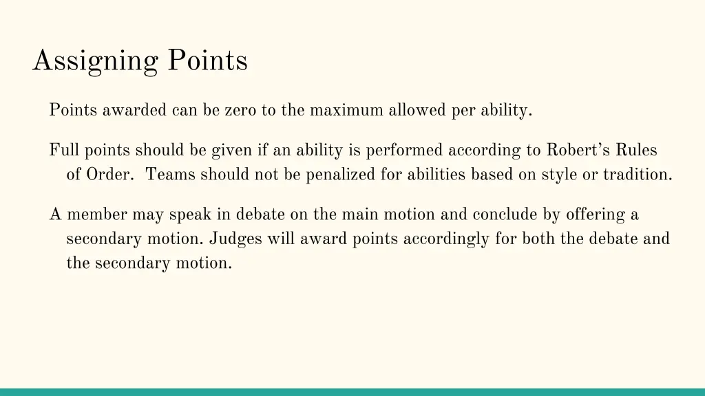 assigning points