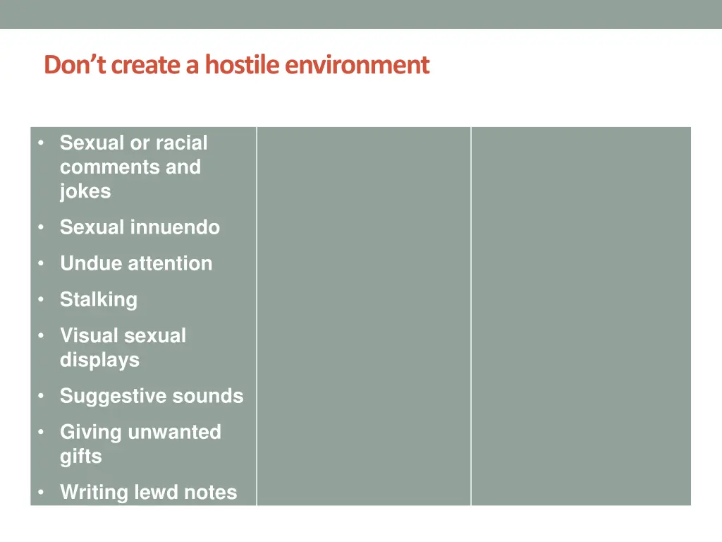 don t create a hostile environment