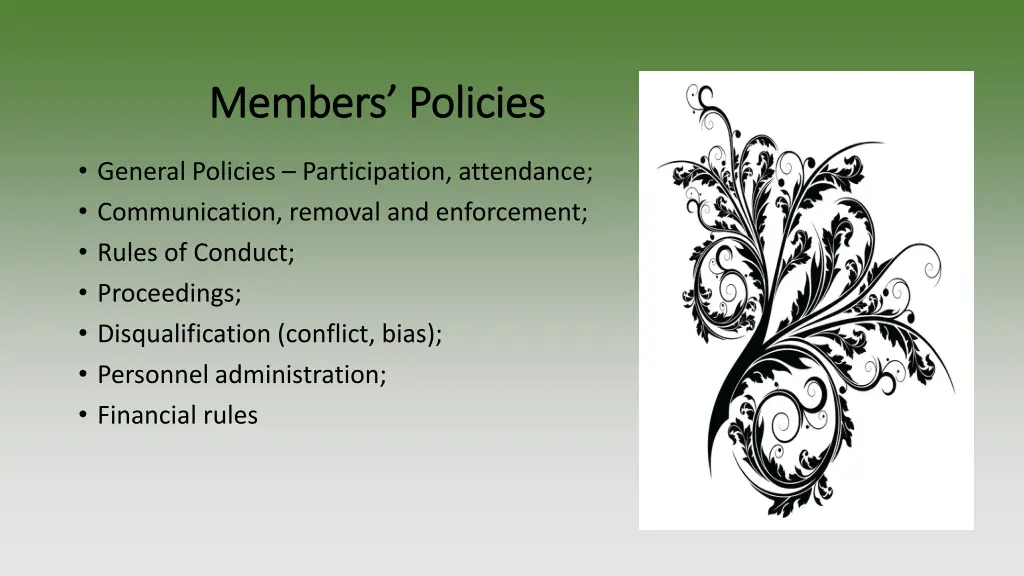 members policies members policies