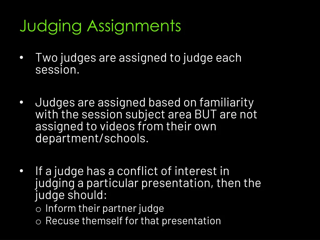 judging assignments