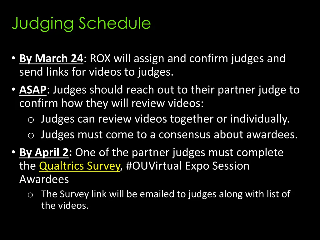 judging schedule