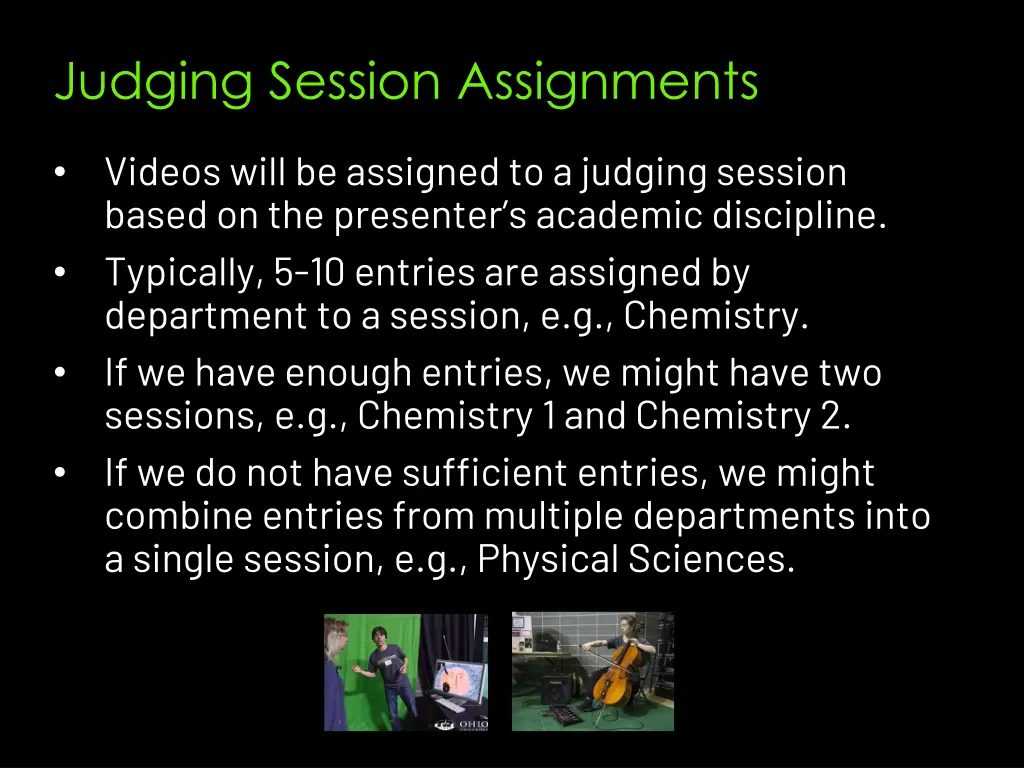 judging session assignments