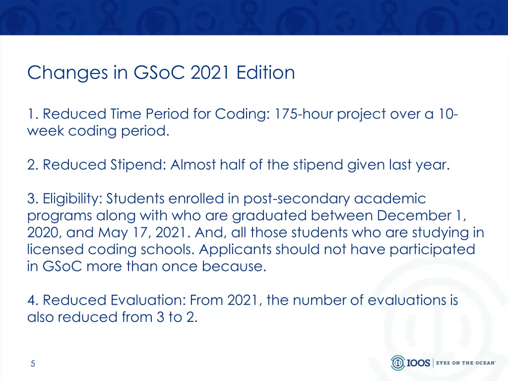 changes in gsoc 2021 edition