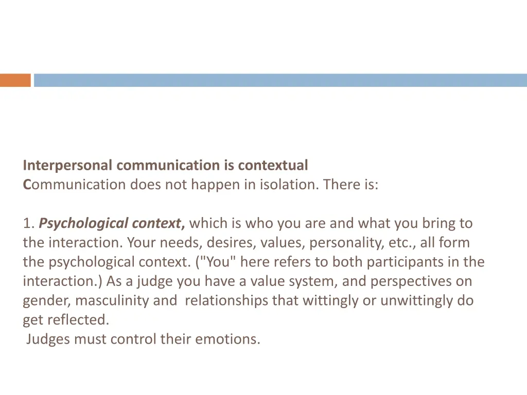 interpersonal communication is contextual