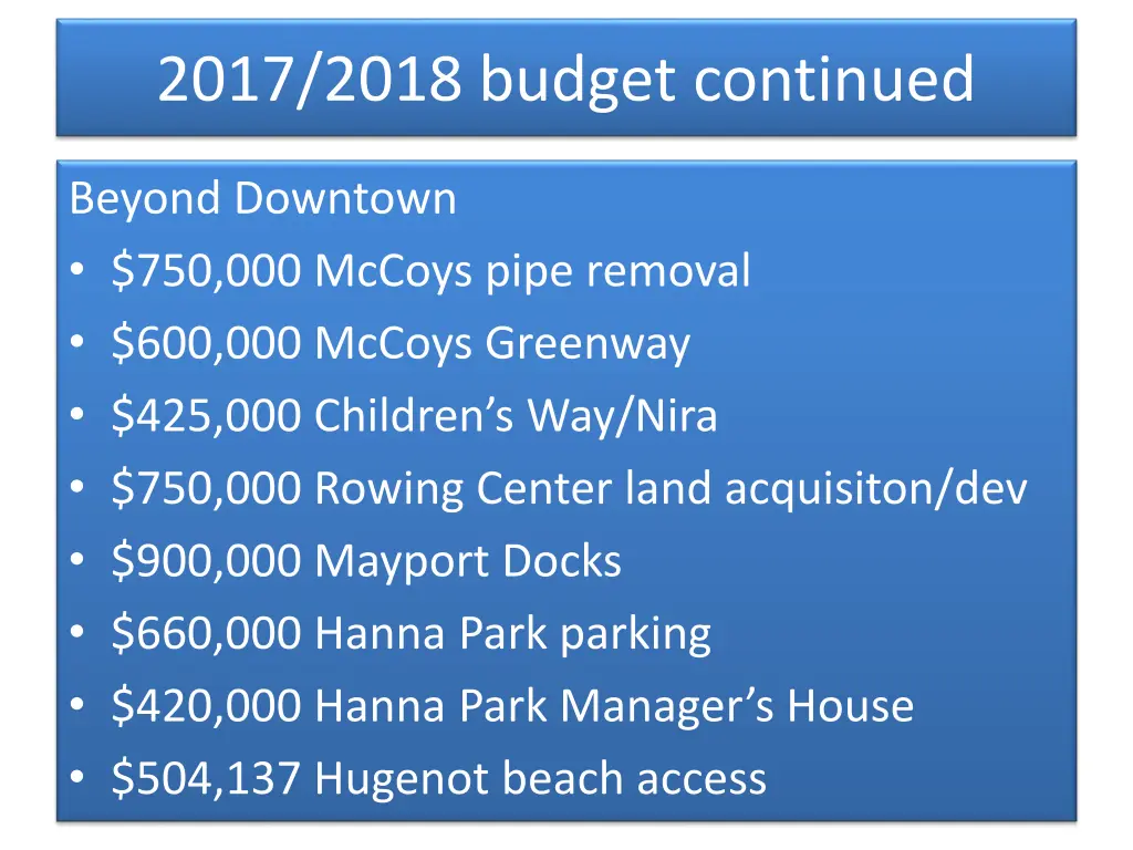 2017 2018 budget continued