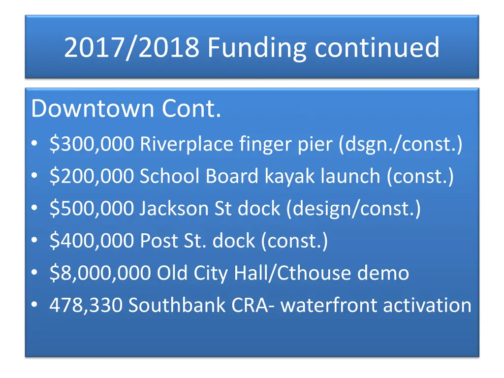 2017 2018 funding continued