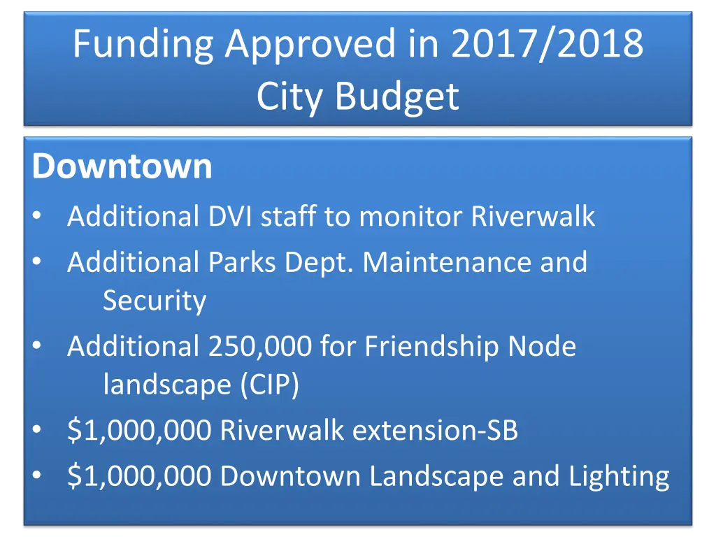 funding approved in 2017 2018 city budget