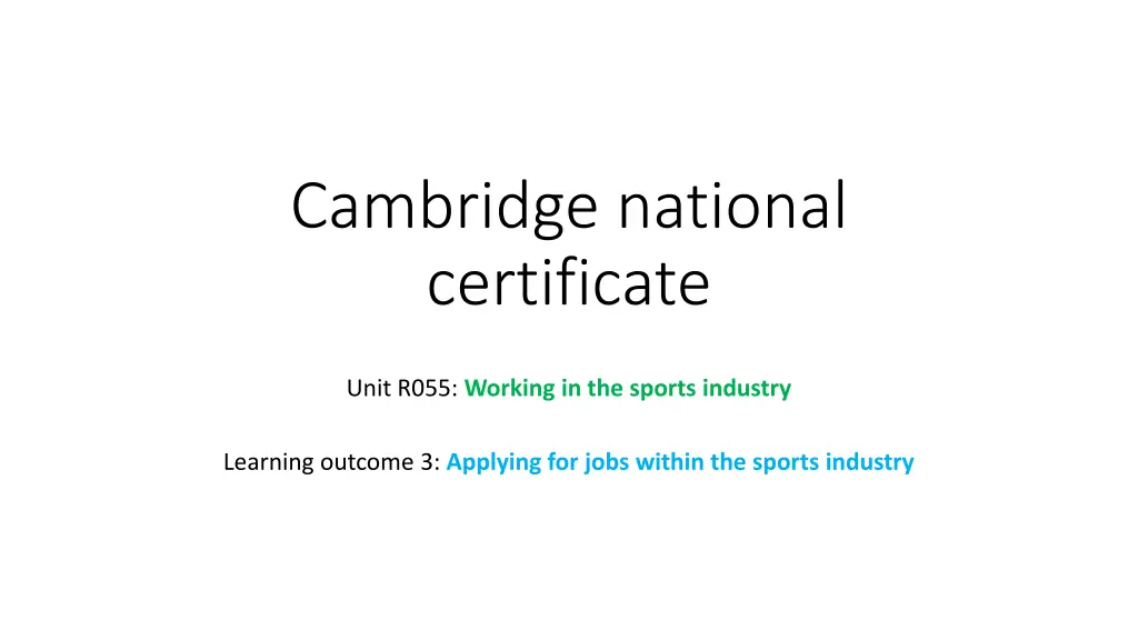 cambridge national certificate