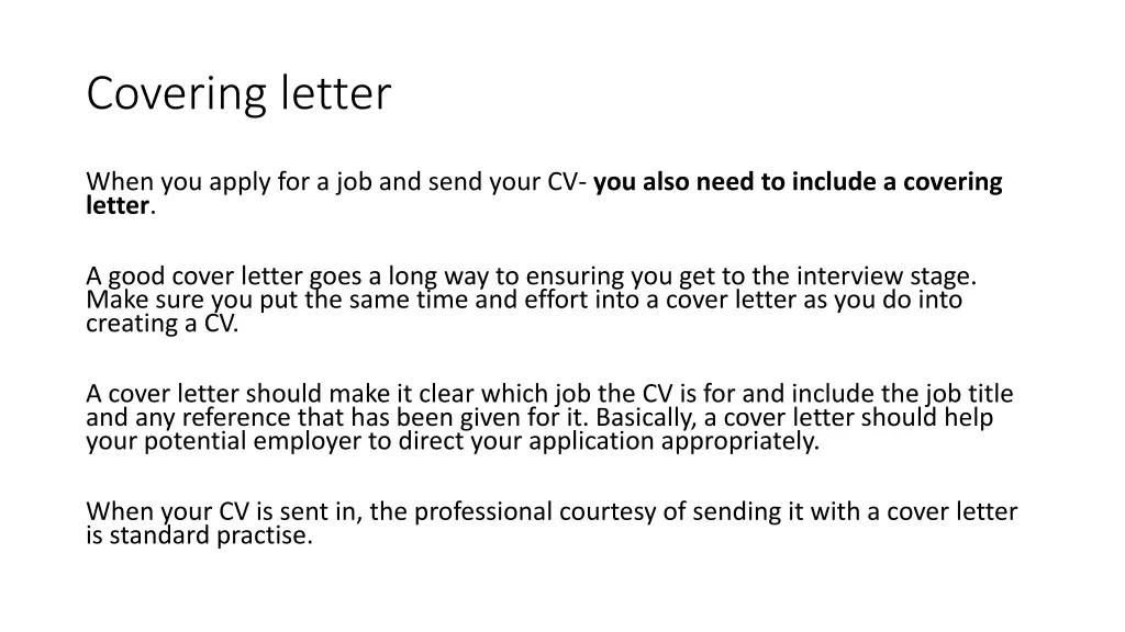 covering letter