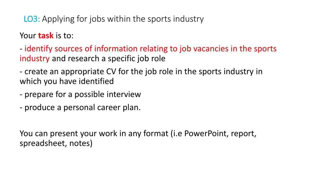 lo3 lo3 applying for jobs within the sports 2