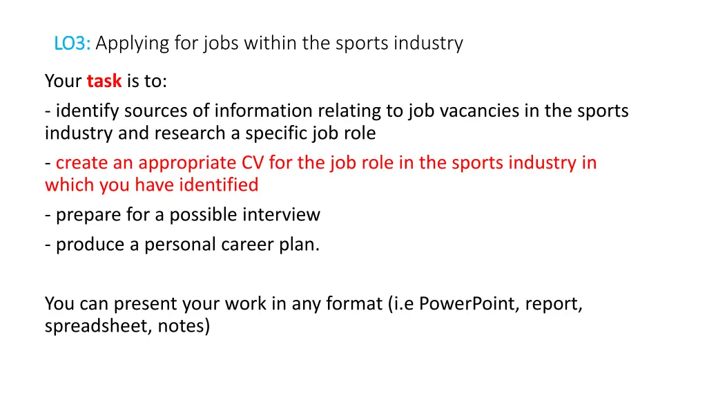 lo3 lo3 applying for jobs within the sports 3