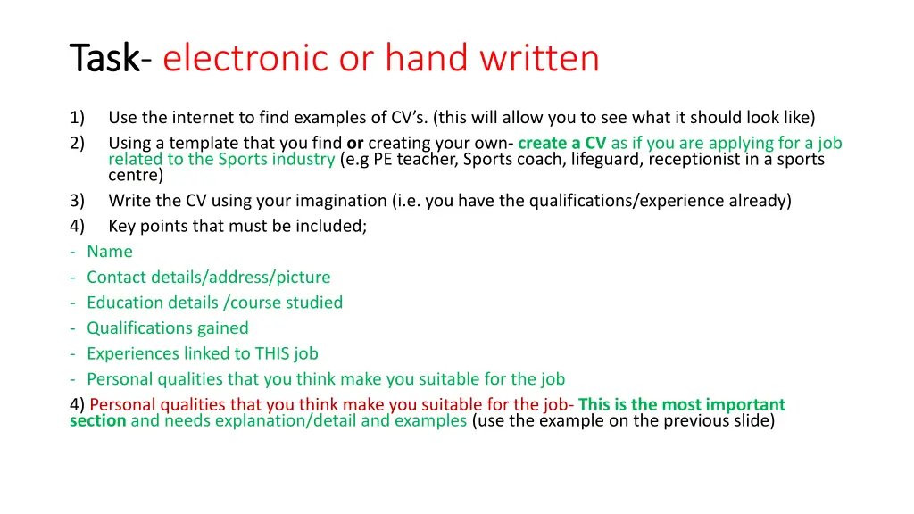 task task electronic or hand written