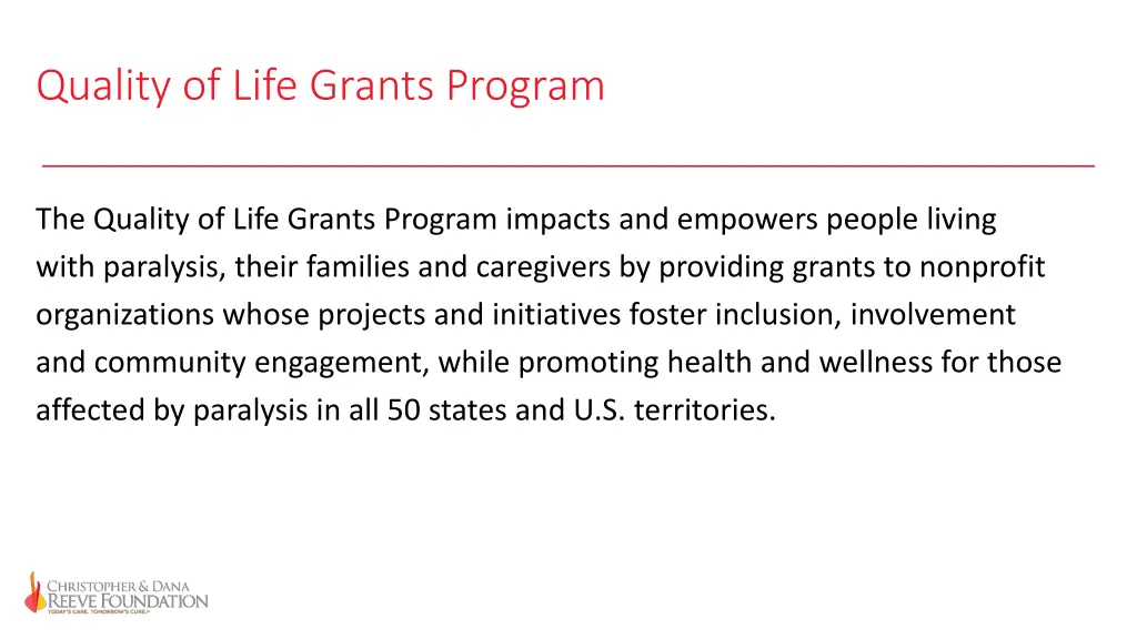 quality of life grants program