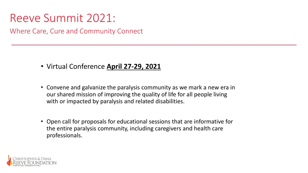 reeve summit 2021 where care cure and community