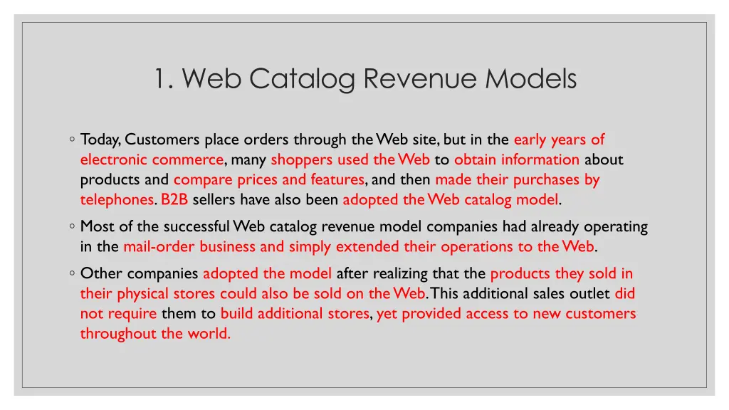 1 web catalog revenue models 1