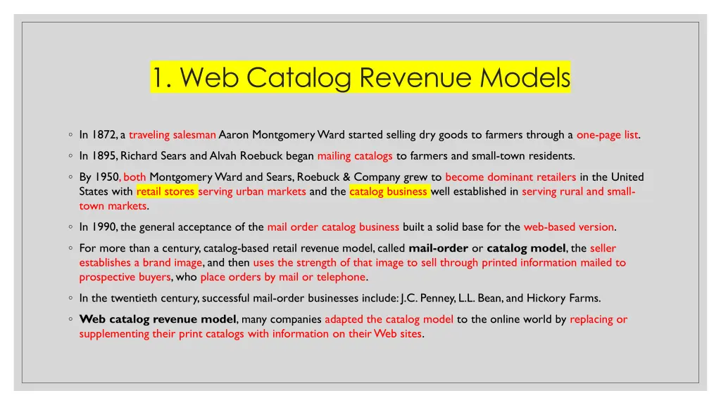 1 web catalog revenue models