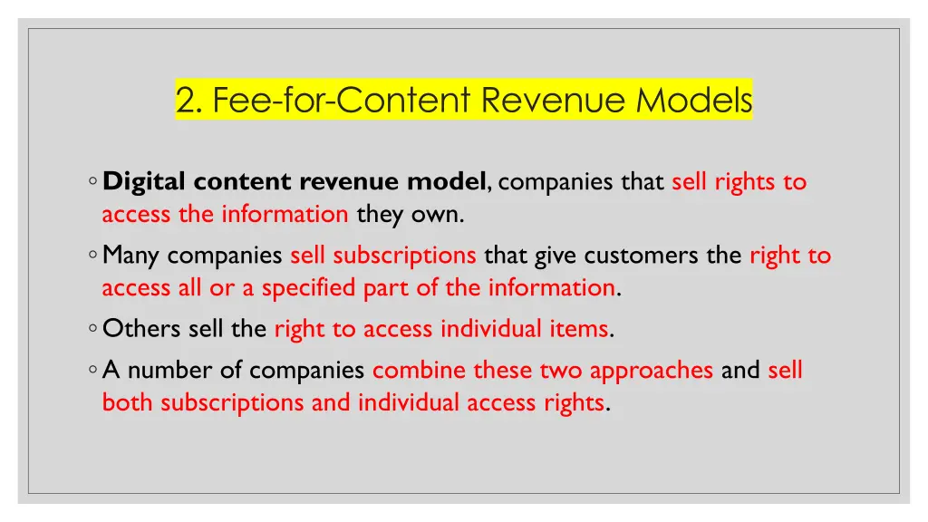 2 fee for content revenue models