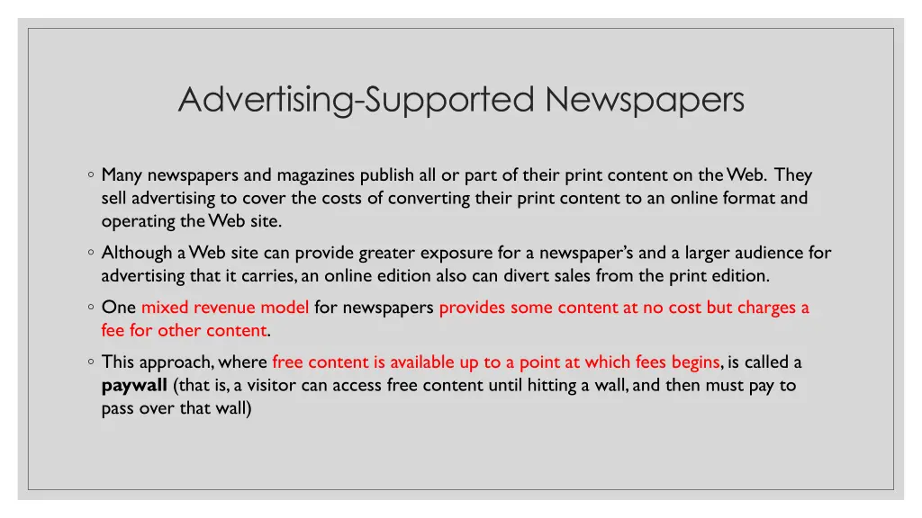 advertising supported newspapers