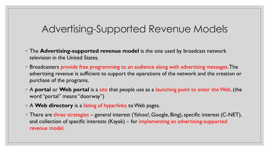 advertising supported revenue models