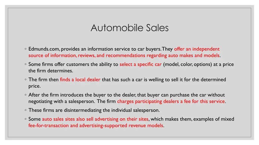 automobile sales