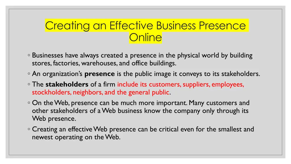 creating an effective business presence online